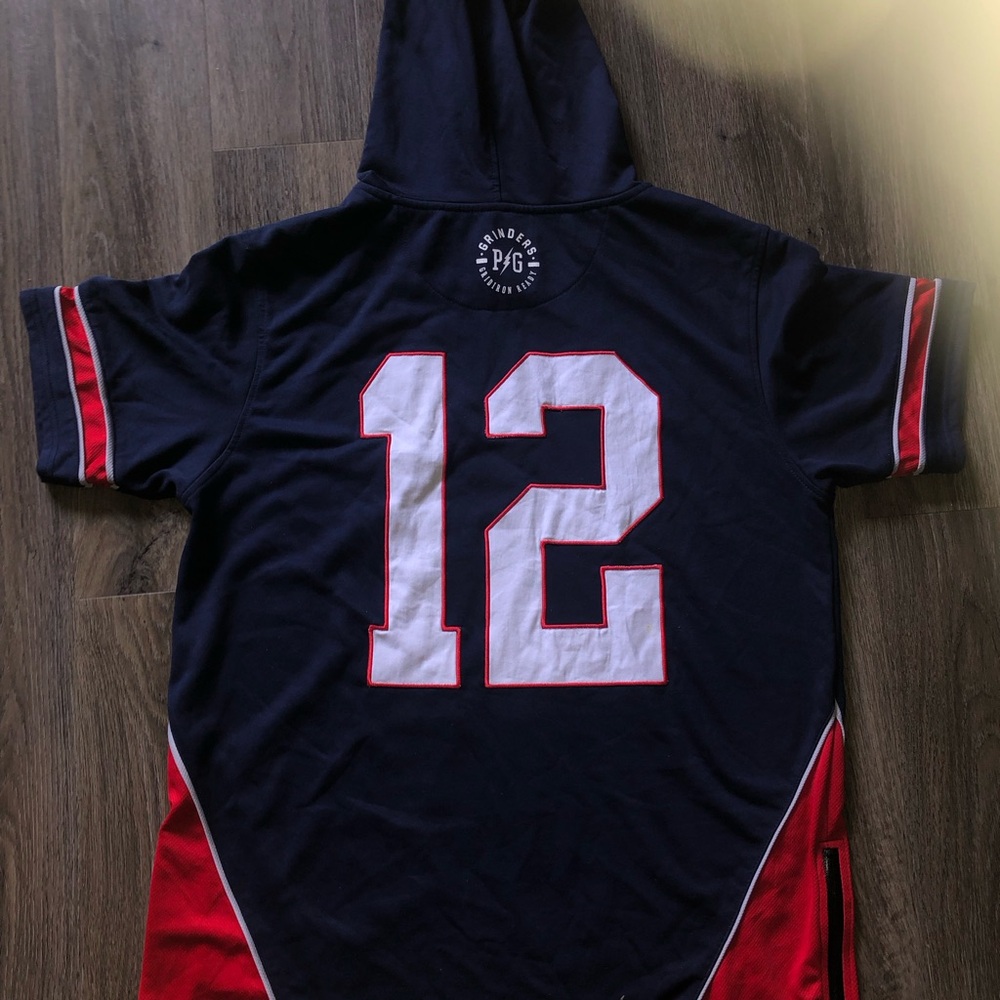P&G Navy and Red Women's Crew Neck Sweater